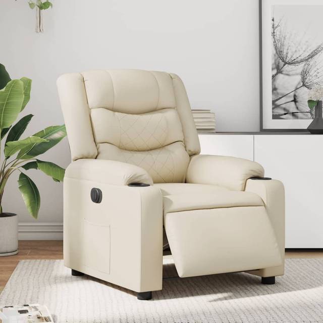 Massagefåtölj gräddvit konstläder