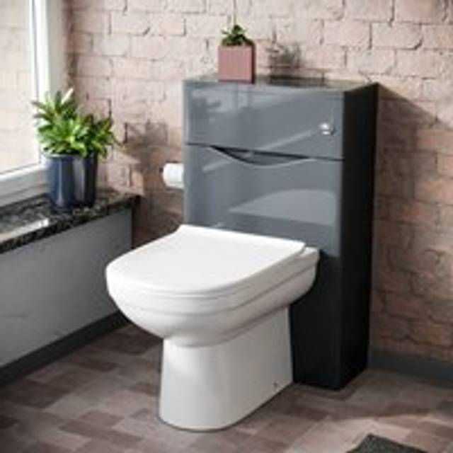 Merton Modern Back To Wall Toilet Pan and wc Unit Soft Close Seat Grey