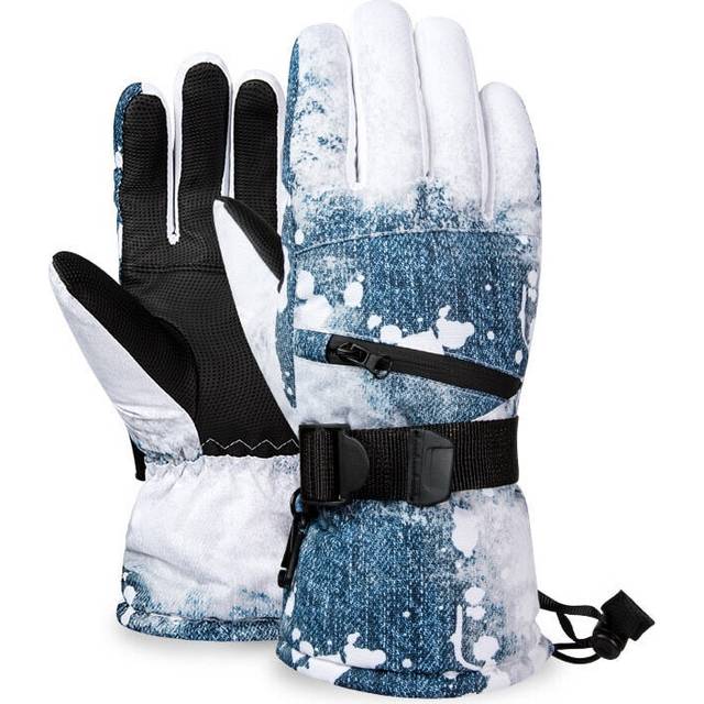 (Blue, M) Waterproof Winter Thermal Gloves for Skiing Snowboard,Riding Support Touch Screen