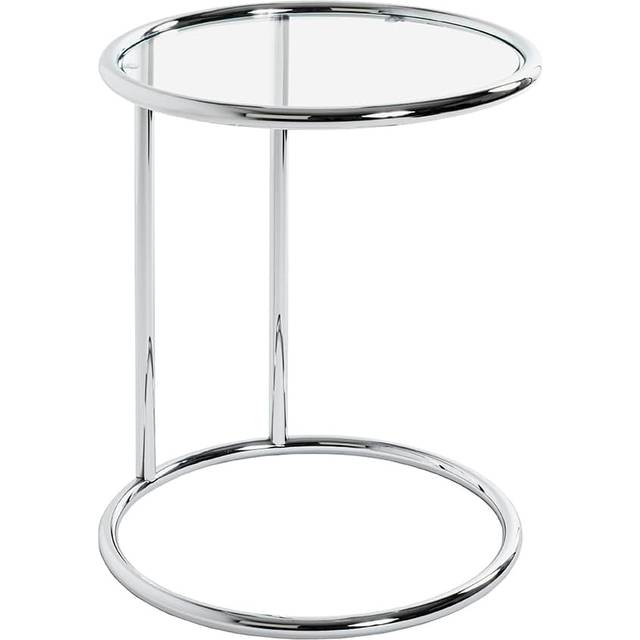 Bean Bag Bazaar HAKU Mobel End Table Chrome, Metal, Tempered Glass - Size: H 55 cm X ? 45 cm, Style: Modern