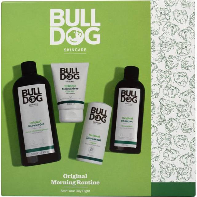 Bulldog Original Morning Routine - Shower Gel 500ml, Moisturiser 100ml, Natural Deodorant 75ml & Shampoo 300ml