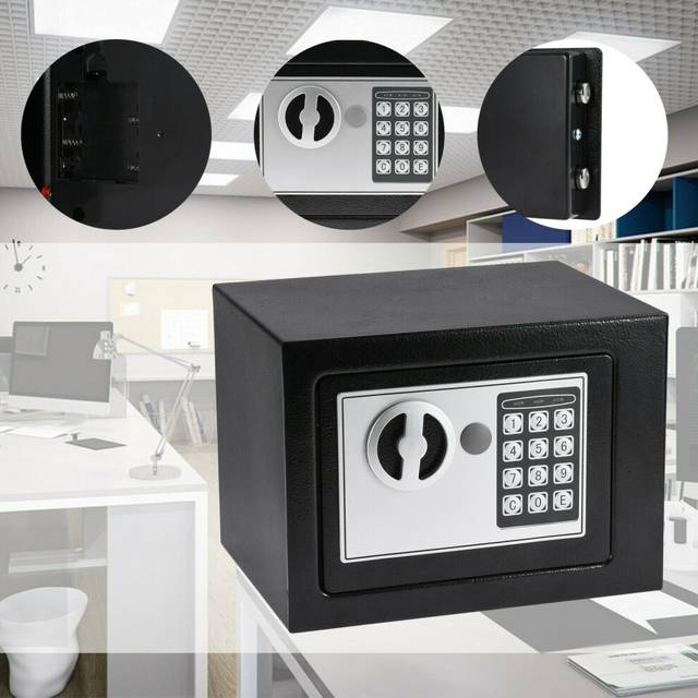 (Black(31x20x20cm)) Safe Box Steel Construction Digital Safety Security Box with Keys for Home Office Hotel Money Jewelry Cash Storage Box