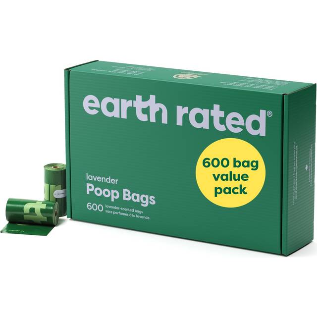 earth rated Jordklassade hundbajspåsar värdepaket, läckagefria och extra tjocka husdjursavfallspåsar för stora och små hundar, påfyllningsrullar, lavendeldoftande, 600 stycken