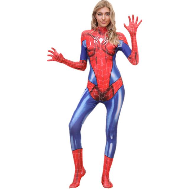 (  02,   M) Women Sexy Spiderman Costume Girl Black Spiderman Tights Suit Adult