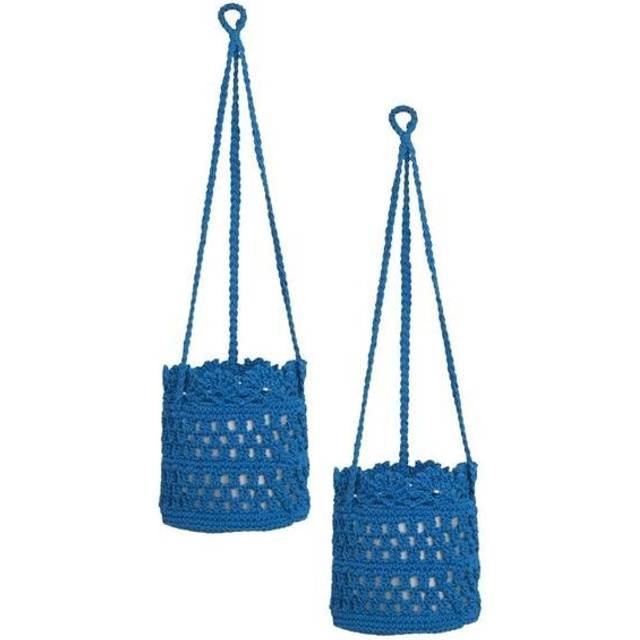 Heritage Lace MC-1075CB-S 6 x 6 x 6 in. Mod Crochet Hanging Baskets, Cobalt Blue - Set of 2