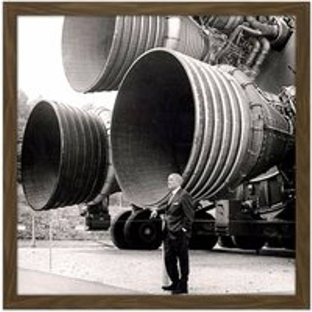 Wall Art Print Space NASA Von Braun Saturn V F-1 Rocket Thrusters Photo Square Framed Picture 16X16 Inch - Brown - W16 inch x H16 inch