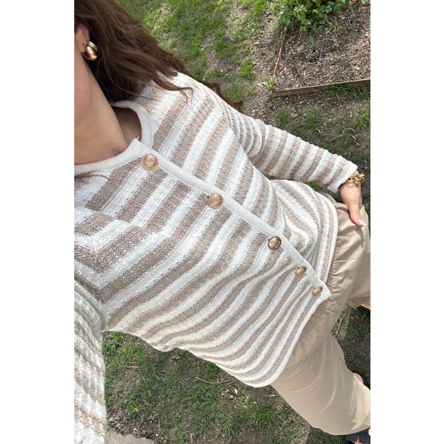 Neo Noir Limone Stripe Knit Jacket Dam Koftor & Cardigans Stl. 44 - Från Magasin - Asand (44)