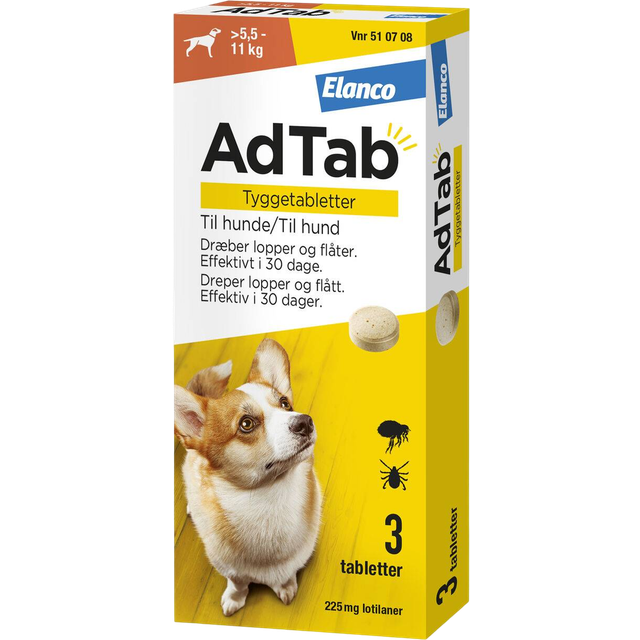AdTab 225mg Tuggtabletter för Hund > 5,5–11kg - Multi