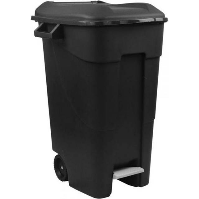 Tayg Pedal Operated Wheeled Litter Bin - 100 Litre - Black Lid