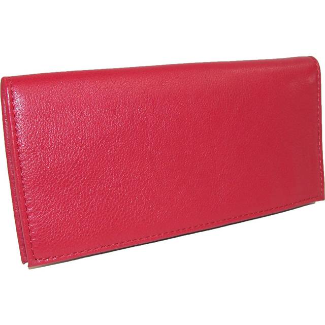 Paul & Taylor Leather Checkbook Cover Wallet - Red one size (one size)