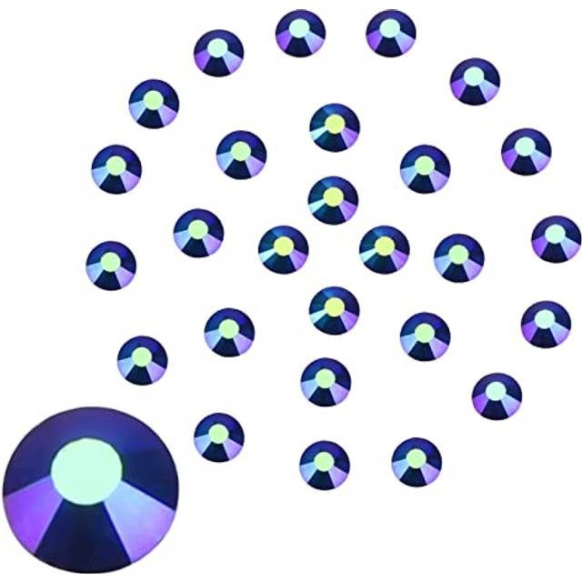 Jollin Glue Fix Crystal Flatback Rhinestones Glass Diamantes Gems for Crafting Nail Art Crafts Decorations Clothes Shoes 6.4mm (ss30 288pcs  Jet AB)