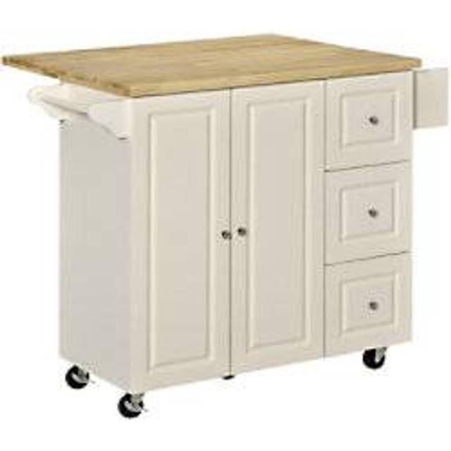 HOMCOM Drop-Leaf Kitchen Island on Wheels Utility Storage Cart with Drawers