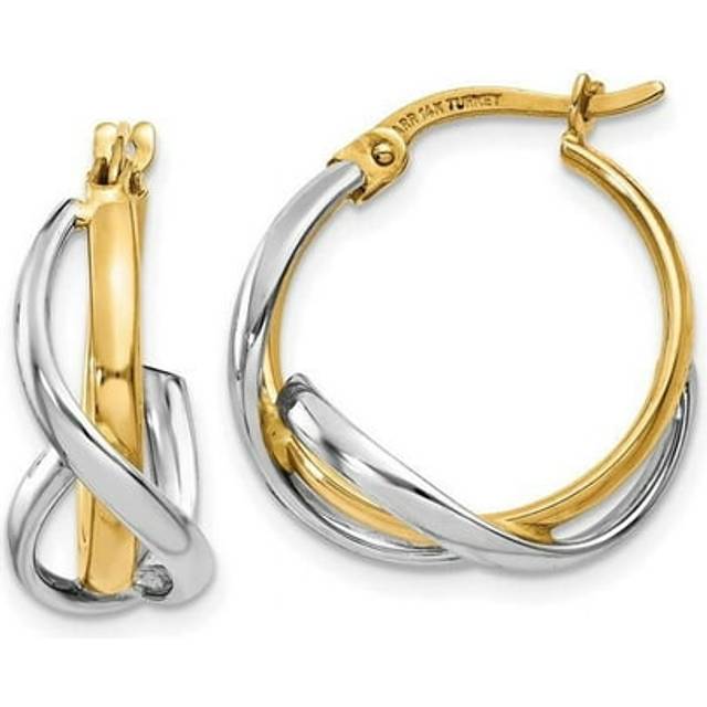 14K Two-Tone Polished Twisted Hoop Earrings