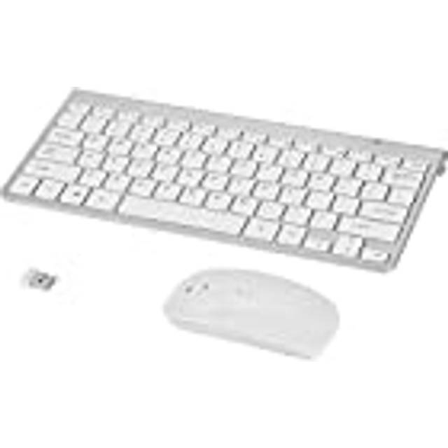 Cuifati 2,4 G kit för trådlöst tangentbord och mus, smalt vattentätt tangentbordsmus, tyst ergonomiskt tangentbord och mus för PC XP/7/8 PC/bärbar dator/smart TV/spel