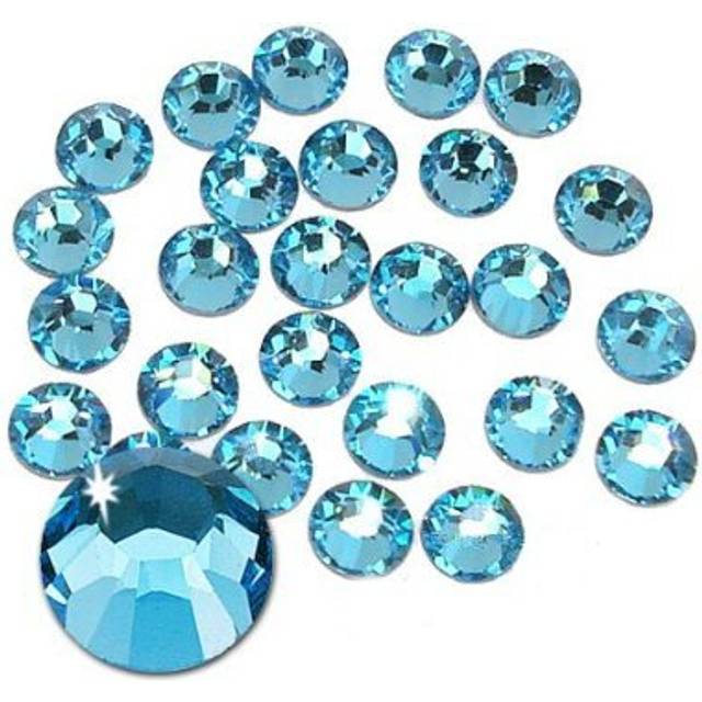 Jollin Glue Fix Crystal Flatback Rhinestones Glass Diamantes Gems for Crafting Nail Art Crafts Decorations Clothes Shoes 7.2mm (ss34 288pcs  Aquamarin
