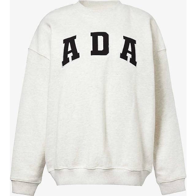 Adanola Womens Light Grey Melange Logo-embroidered Oversized Organic-cotton Sweatshirt Xl - LIGHT GREY MELANGE