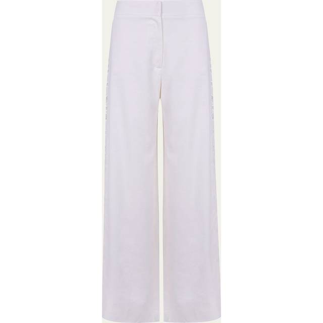 Solid Bree Geometric Embroidered Pants - off white - Large
