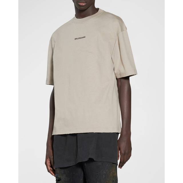 Balenciaga - Distressed Logo-Embroidered Cotton-Jersey T-Shirt - Men - Gray - M