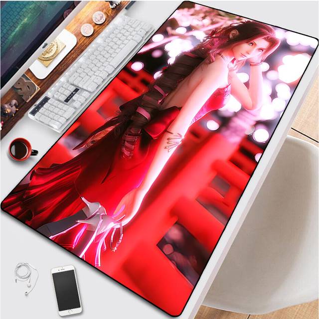 (a-LMP-010 700x300x3mm) Final Fantasy Mousepad Sexy Tifa HD Printing Computer Lock Edge Keyboard Mat PC Desk Pad Large Mouse Pad Gaming Accessories Gi
