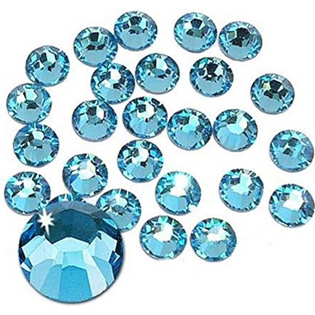 Jollin Glue Fix Crystal Flatback Rhinestones Glass Diamantes Gems for Crafting Nail Art Crafts Decorations Clothes Shoes 1.6mm (ss4 2880pcs  Aquamarin