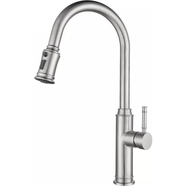 Stainless Steel Kitchen Faucet 360 Flexible Pull Out Hose Dual Spray Chrome Tap Mixer Model KPY-38216
