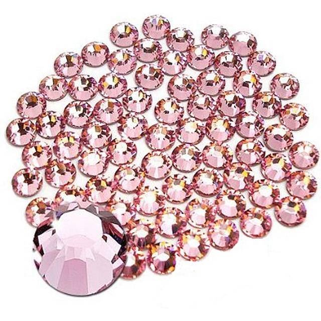 Jollin Glue Fix Crystal Flatback Rhinestones Glass Diamantes Gems for Crafting Nail Art Crafts Decorations Clothes Shoes 1.8mm (ss5 2880pcs  Pink)