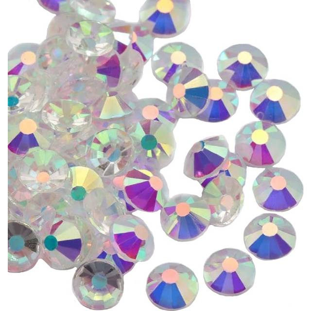 Jollin Glue Fix Crystal Flatback Rhinestones Glass Diamantes Gems for Nail Art Crafts Decorations Clothes Shoes(ss6 2880pcs  Transparent AB)