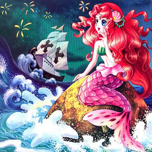 Diamond Painting Cartoon Mermaid Princess Cross Stitch Diamond Embroidery Diamond Mosaic Home Decor 30x30CM