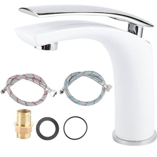 White Paint Washbasin Faucet Hot and Cold Bathroom Hardware Basin Water Tap  Standard