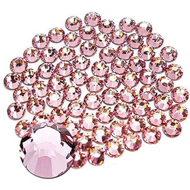 Jollin Glue Fix Crystal Flatback Rhinestones Glass Diamantes Gems for Crafting Nail Art Crafts Decorations Clothes Shoes 2.8mm (ss10 2880pcs  Pink)
