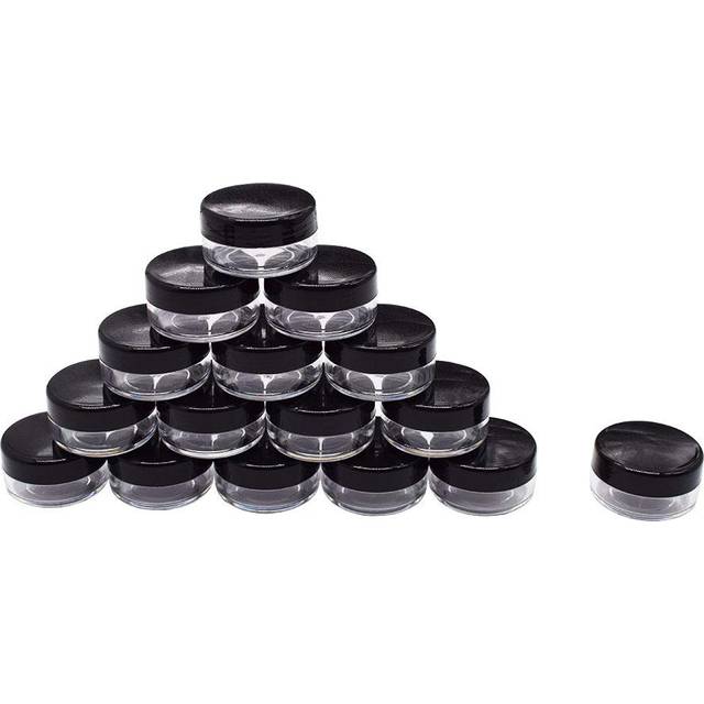Healthcom 10 Gram Jar 10 ML Jar  Cosmetic Sample Storage Containers New Plastic Empty Black Lid For Make Up Eye Shadow Creams Lip Balm Lotions 50 Pcs