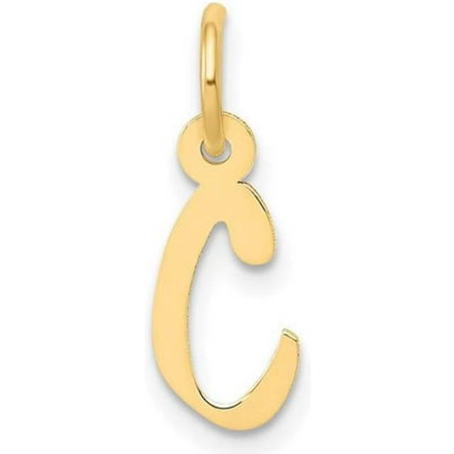 14K Yellow Gold Small Slanted Block Letter C Initial Charm