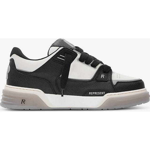 Represent Mens Blk/white Studio Panelled Leather Mid-top Trainers Eur 44 / 10 Uk Men - BLK/WHITE