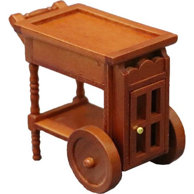 1/12 Dollhouse Furniture Accessories Wooden Food Cart Dining Trolley Model Craft for Dolls House Life Scene Ornament