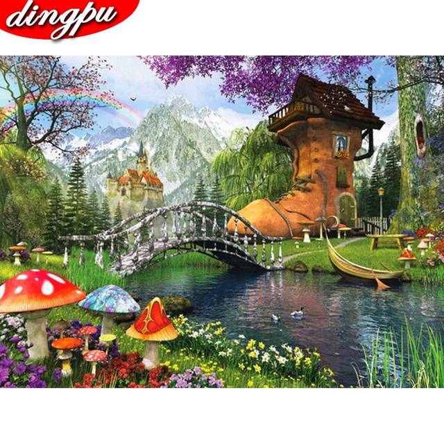 Diamond Embroidery Cross Stitch Landscape Painting With Diamonds Diamond Painting 20X30CM