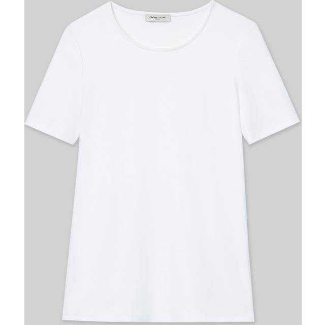 Ribbed Crewneck Cotton T-Shirt - WHITE - Large