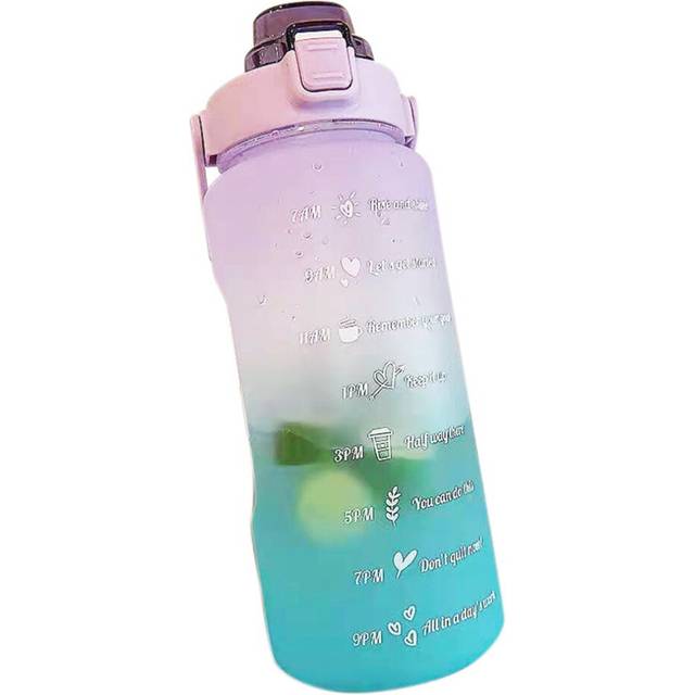 2 Liter Capacity Free Motivational with Time Marker Fitness Gradient Color Plastic Cups Water Bottle-D