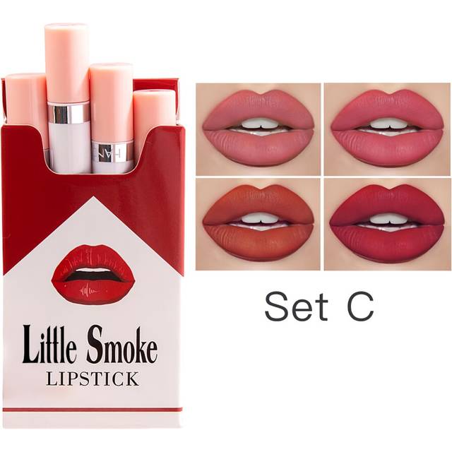 (C) 4 colors Lipstick Set - Moisturizing, Pigmented Lip Makeup Gift for Women and Girls