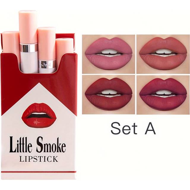 (A) 4 colors Lipstick Set - Moisturizing, Pigmented Lip Makeup Gift for Women and Girls