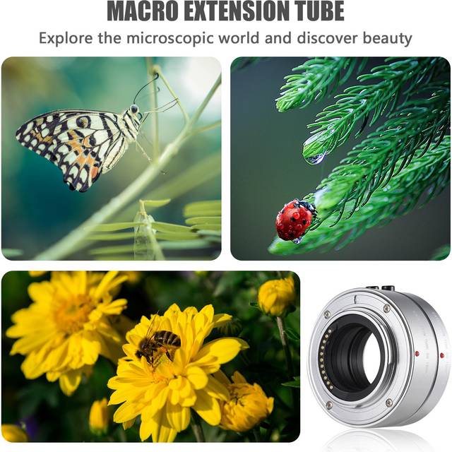 FOTGA Macro Extension Tube Ring Set 10mm + 16mm Auto Focus Adjustable Aperture Replacement for red