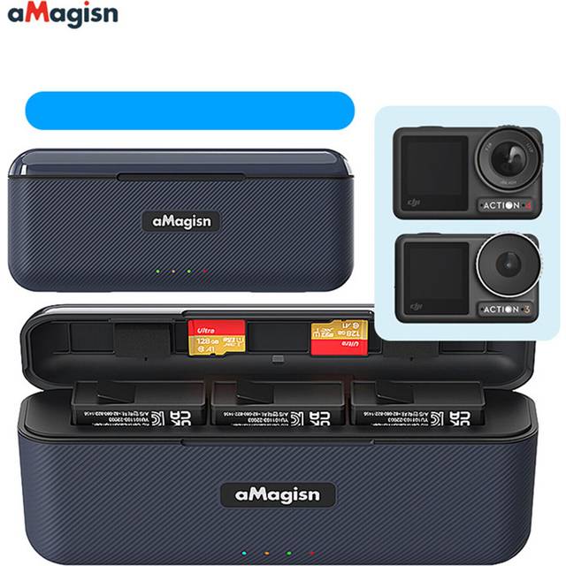For Dji Action 3 Action 4 Camera Battery Charging Box Fast Charging Case Charger