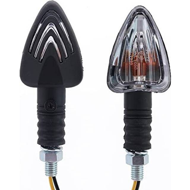 Motorcycle indicators black arrow clear lens amber bulb marker turn signal pair