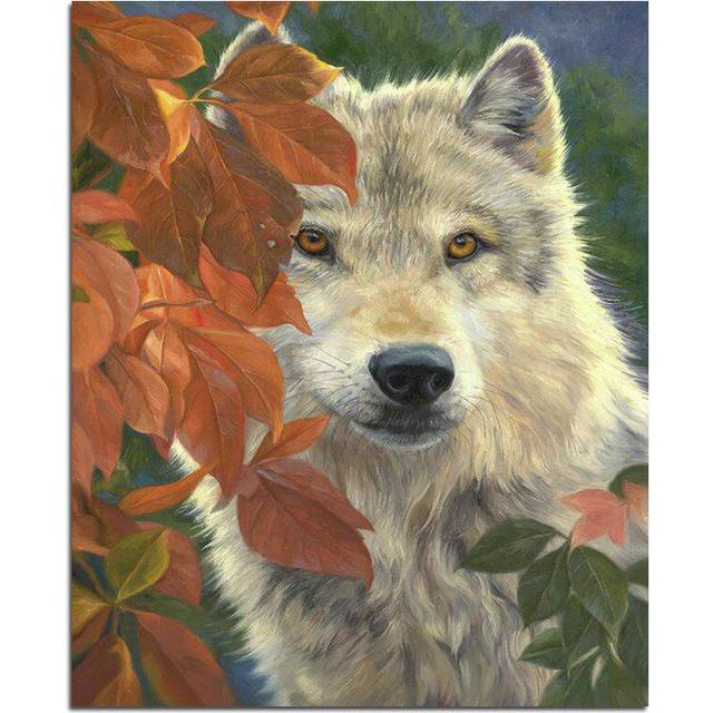 Diamonds Mosaic Wolf 5D DIY Diamond Painting Animal Full Round Wolf Diamond Embroidery 20X30CM