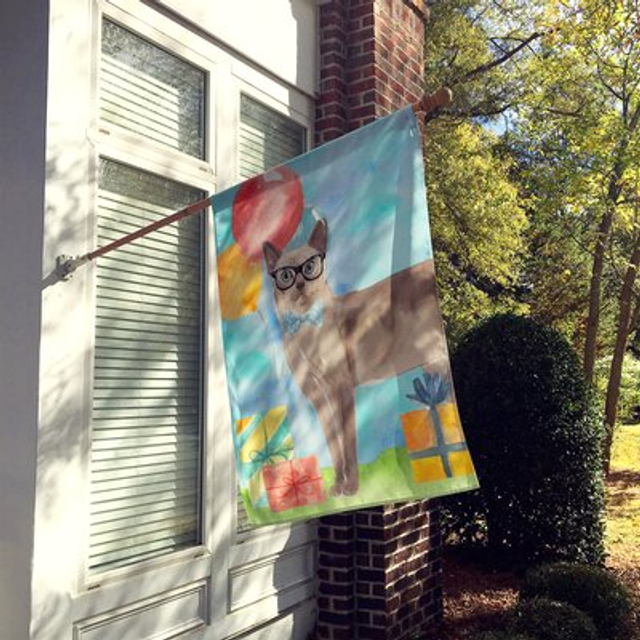 Caroline's Treasures CK3176CHF Tonkinese Happy Birthday Canvas House Size Outdoor-Flags  Multicolor