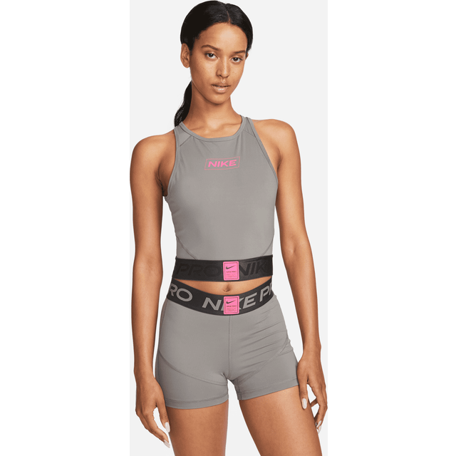 Nike pro dri fit training cropped crop tight fit tank top dq5593-029 women m