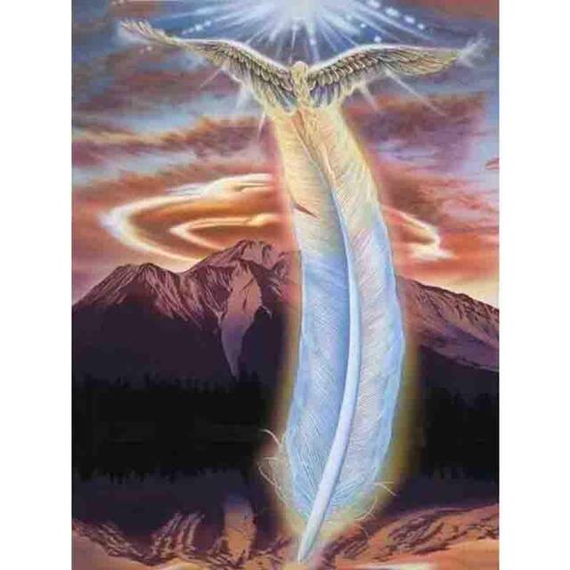 Diamond Painting Cross Stitch Full Round Drill Feather girl Diamond Embroidery 20X30CM