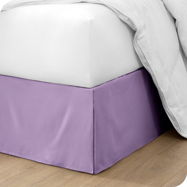 Bare Home Kids Twin Bed Skirt  15Inch Tailored Drop Easy Fit  Bed Skirt for Twin Beds  Center  Corner Pleats Twin  Lavende