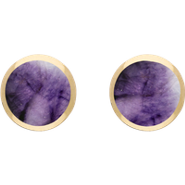 9ct Yellow Gold Sterling Silver Blue John Stepping Stones Round Stud Earrings