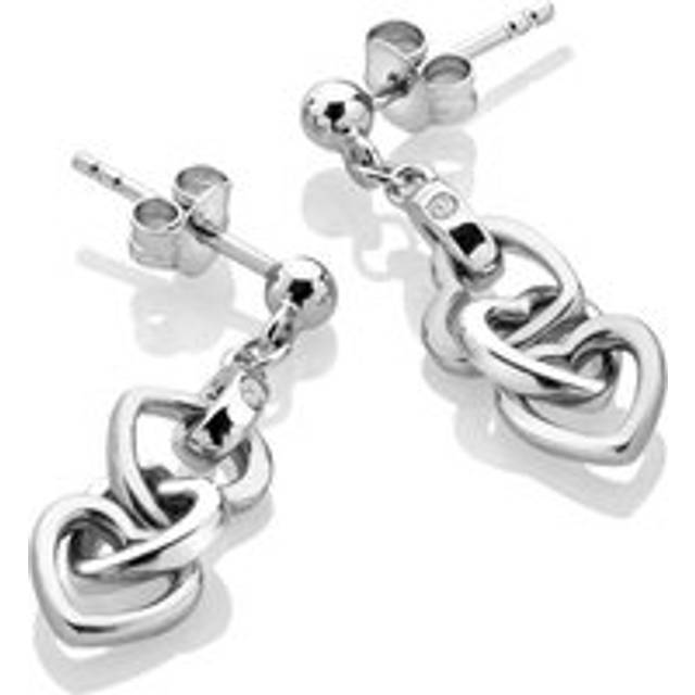Hot Diamonds Trio Triple Heart Sterling Silver Drop Earrings - Silver