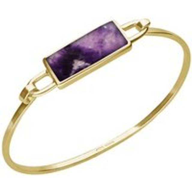 9ct Yellow Gold Blue John Slim Oblong Bangle - Yellow Gold